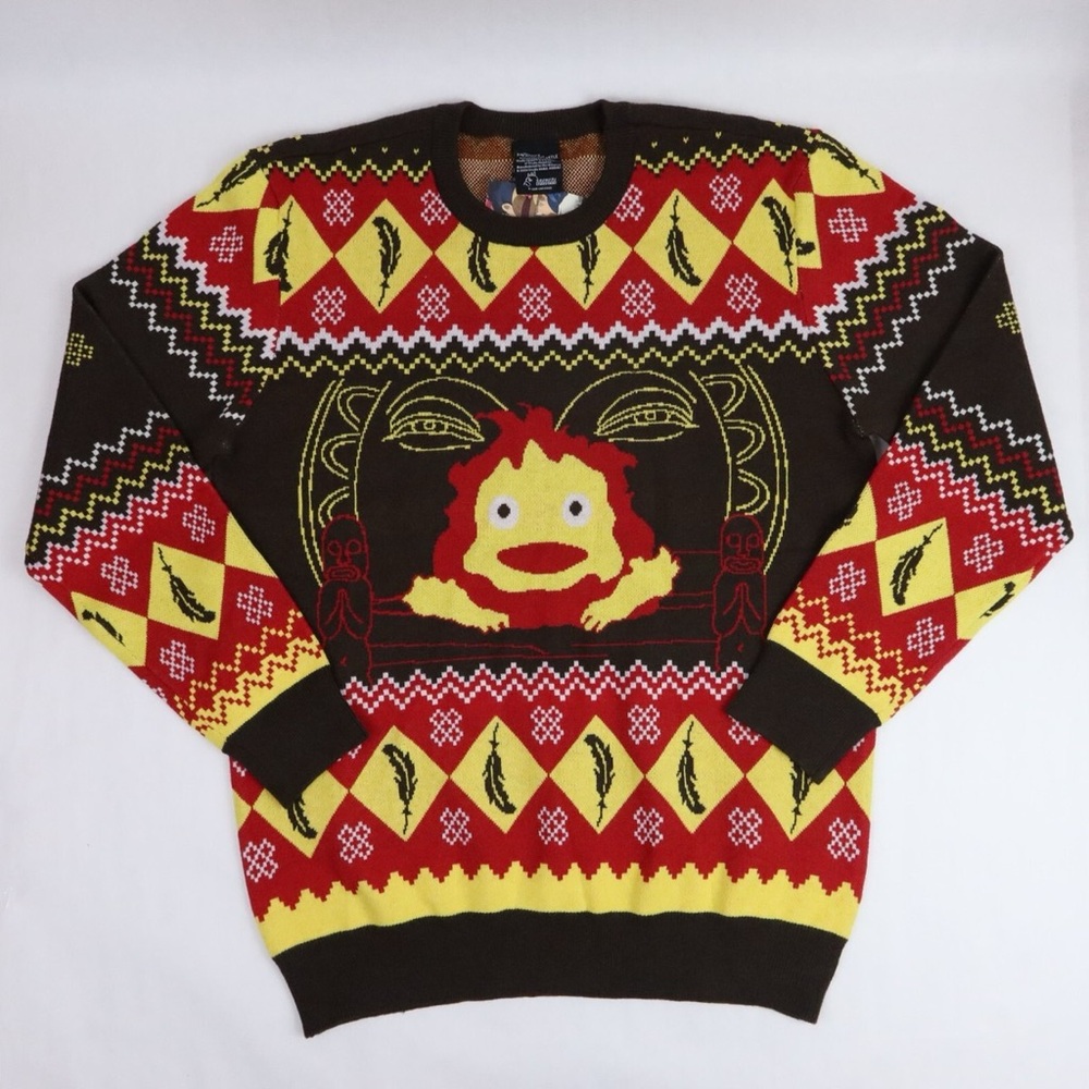 Bold Graphic Crewneck Sweater - Red, Yellow, Brown